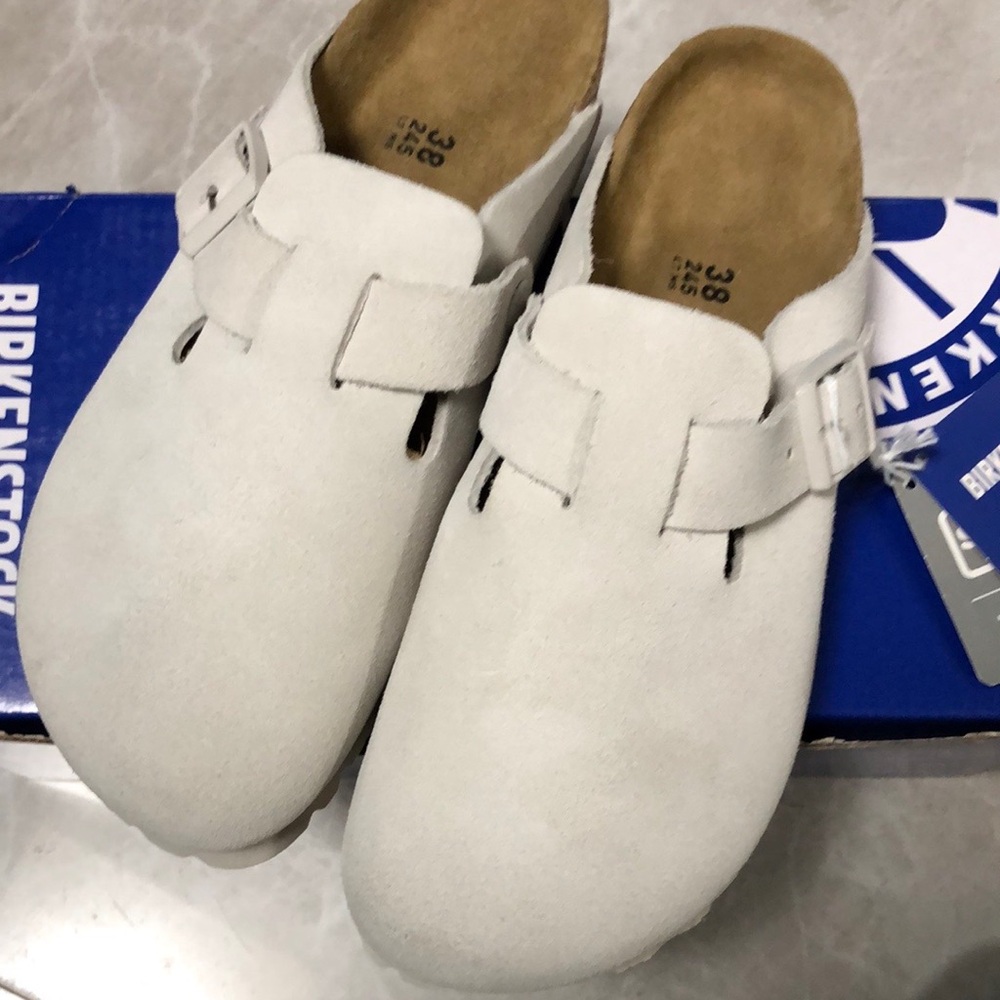 🍭birkenstock Women's White Suede Mules - Picture 2 of 5